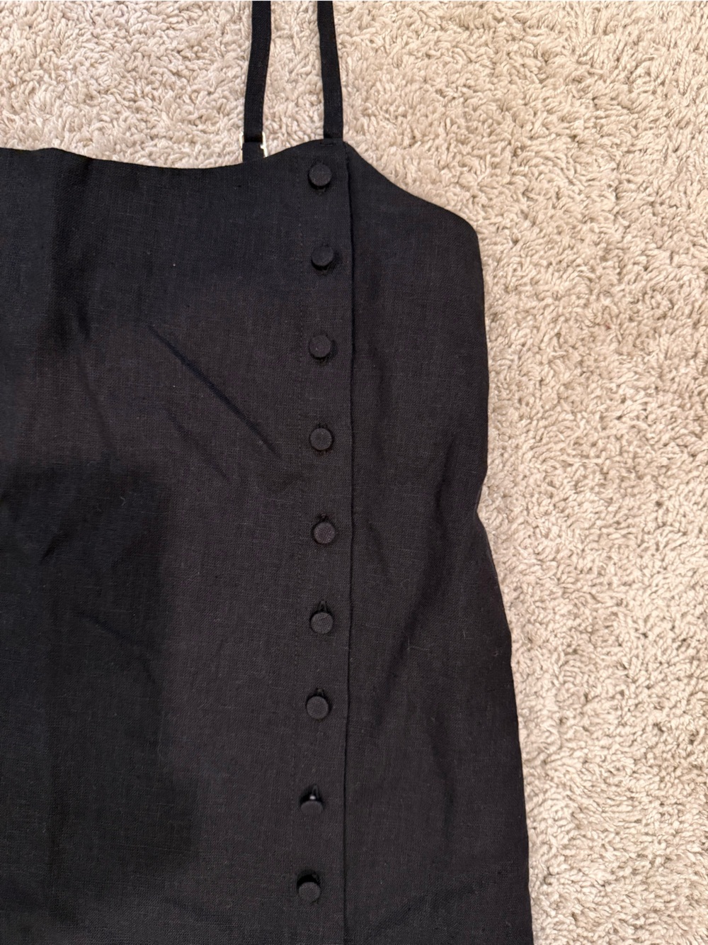 Abercrombie and Fitch Black Sleeveless Linen and Cotton Blend Romper with Pocket - Picture 2 of 8